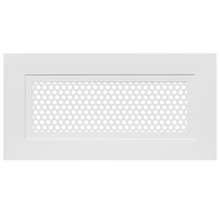 Load image into Gallery viewer, Front view of a 10x4&quot; perforated diffuser vent cover for HVAC use.
