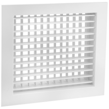 Load image into Gallery viewer, 12x12&quot; double deflection HVAC supply grille register with horizontal front blades for precision airflow control in vent covers (side view)
