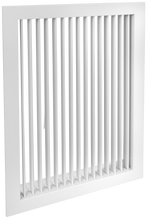 Load image into Gallery viewer, 12x18" commercial single deflection grille with vertical blades for lobby and office ventilation. (side view)
