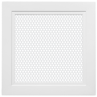 14x14 perforated air vent cover front view, aluminum frame with steel face HVAC diffuser grille for wall or ceiling installation.