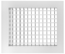Load image into Gallery viewer, 16x12 double deflection HVAC air grille with horizontal front blades, durable white aluminum vent cover (front view)
