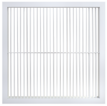 Load image into Gallery viewer, 24x24" commercial single deflection grille with vertical blades for lobby and office ventilation. (front view)

