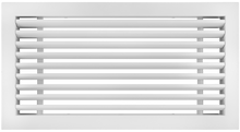 Load image into Gallery viewer, Front view of a white 14x6 inch linear bar grille HVAC vent cover in 30 degree deflection
