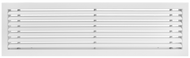 Front view of a white 22.75x5 inch linear bar grille HVAC vent cover in 30 degree deflection