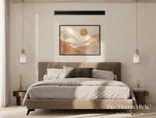 Load image into Gallery viewer, Black linear slot diffuser air vent cover installed on bedroom wall, single-slot high-airflow HVAC diffuser with modern minimalist design for residential and commercial ventilation systems.
