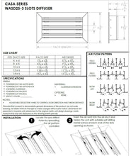 Load image into Gallery viewer, 12x6&quot; standard linear slot HVAC modern air vent cover submittal drawing
