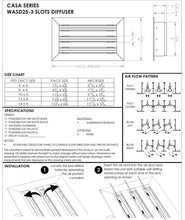 Load image into Gallery viewer, 10x6&quot; standard linear slot HVAC modern air vent cover submittal drawing
