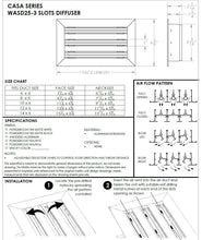 Load image into Gallery viewer, 6x6&quot; standard linear slot HVAC modern air vent cover submittal drawing
