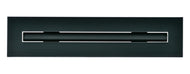 Front view of a black 12-inch 1-slot linear diffuser with 19mm openings for precision airflow in commercial HVAC systems.