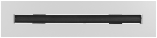 Front view of a white 12 inch 1-slot linear diffuser with 19mm openings for precision airflow in commercial HVAC systems
