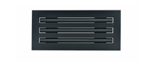 Load image into Gallery viewer, Front view of a black 12 inch 3-slot linear diffuser with 19mm openings for precision airflow in commercial HVAC systems
