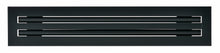 Load image into Gallery viewer, Front view of a black 16-inch 2-slot linear diffuser with 19mm openings for precision airflow in commercial HVAC systems
