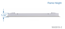 Load image into Gallery viewer, Frame height of a white 16 inch 2-slot linear diffuser with 19mm openings for precision airflow in commercial HVAC systems
