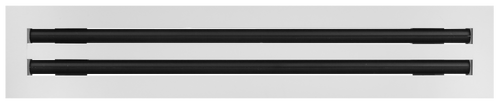 Front view of a white 16 inch 2-slot linear diffuser with 19mm openings for precision airflow in commercial HVAC systems