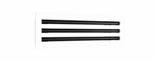 Load image into Gallery viewer, Side view of a white 16 inch 3-slot linear diffuser with 19mm openings for precision airflow in commercial HVAC systems
