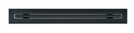Front view of a black 18-inch 1-slot linear diffuser with 19mm openings for precision airflow in commercial HVAC systems