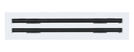 Front view of a white 18 inch 2-slot linear diffuser with 19mm openings for precision airflow in commercial HVAC systems