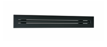 Load image into Gallery viewer, Side view of a black 20-inch 1-slot linear diffuser with 19mm openings for precision airflow in commercial HVAC systems
