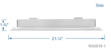 Load image into Gallery viewer, Frame height of a white 20 inch 1-slot linear diffuser with 19mm openings for precision airflow in commercial HVAC systems
