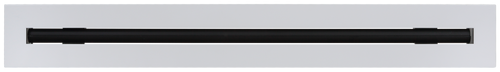 Front view of a white 22 inch 1-slot linear diffuser with 19mm openings for precision airflow in commercial HVAC systems