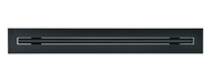 Front view of a black 24-inch 1-slot linear diffuser with 19mm openings for precision airflow in commercial HVAC systems