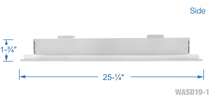 Load image into Gallery viewer, Frame height of a white 24 inch 1-slot linear diffuser with 19mm openings for precision airflow in commercial HVAC systems

