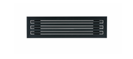Front view of a black 24 inch 3-slot linear diffuser with 19mm openings for precision airflow in commercial HVAC systems
