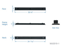 Load image into Gallery viewer, Full dimensions of a black 32-inch 1-slot linear diffuser with 19mm openings for precision airflow in commercial HVAC systems
