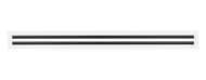 Front view of a white 36 inch 2-slot linear diffuser with 19mm openings for precision airflow in commercial HVAC systems