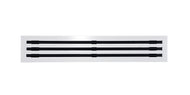 Front view of a white 36 inch 3-slot linear diffuser with 19mm openings for precision airflow in commercial HVAC systems