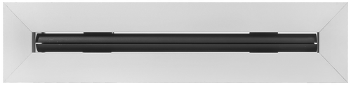 Front view of an anodized silver 48 inch 1-slot linear diffuser with 19mm openings for precision airflow in commercial HVAC systems