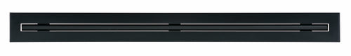 Front view of a black 48-inch 1-slot linear diffuser with 19mm openings for precision airflow in commercial HVAC systems