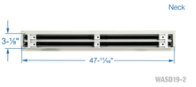 Load image into Gallery viewer, Neck dimensions of a white 48 inch 2-slot linear diffuser with 19mm openings for precision airflow in commercial HVAC systems
