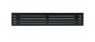 Front view of a black 48 inch 3-slot linear diffuser with 19mm openings for precision airflow in commercial HVAC systems