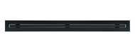 Front view of a black 72 inch 1-slot linear diffuser with 19mm openings for precision airflow in commercial HVAC systems