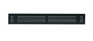 Front view of a black 96-inch 2-slot linear diffuser with 19mm openings for precision airflow in commercial HVAC systems