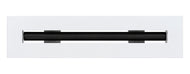 Front view of a white 12 inch 1-slot linear diffuser with 25mm openings for high airflow in commercial HVAC systems.