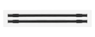Front view of a white 16 inch 2-slot linear diffuser with 25mm openings for high airflow in commercial HVAC systems