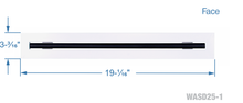 Load image into Gallery viewer, Face dimensions of a white 18 inch 1-slot linear diffuser with 25mm openings for high airflow in commercial HVAC systems
