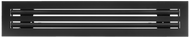 Front view of a black 18 inch 2-slot linear diffuser with 25mm openings for high airflow in commercial HVAC systems
