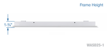 Load image into Gallery viewer, Frame height of a white 20 inch 1-slot linear diffuser with 25mm openings for high airflow in commercial HVAC systems
