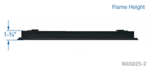 Load image into Gallery viewer, Frame height of a black 22 inch 2-slot linear diffuser with 25mm openings for high airflow in commercial HVAC systems

