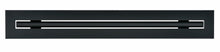 Load image into Gallery viewer, Front view of a black 24-inch 1-slot linear diffuser with 25mm openings for high airflow in commercial HVAC systems
