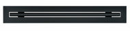 Front view of a black 24-inch 1-slot linear diffuser with 25mm openings for high airflow in commercial HVAC systems