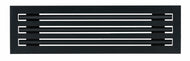 Front view of a black 24 inch 3-slot linear diffuser with 25mm openings for high airflow in commercial HVAC systems