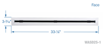 Load image into Gallery viewer, Face dimensions of a white 32 inch 1-slot linear diffuser with 25mm openings for high airflow in commercial HVAC systems
