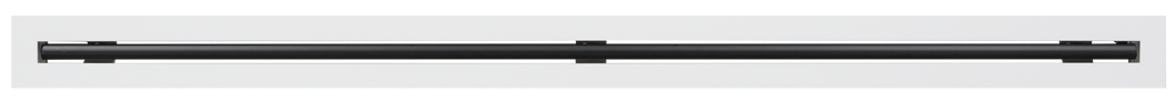 Front view of a white 32 inch 1-slot linear diffuser with 25mm openings for high airflow in commercial HVAC systems