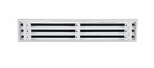 Load image into Gallery viewer, Back view of a white 32 inch 3-slot linear diffuser with 25mm openings for high airflow in commercial HVAC systems
