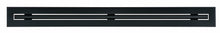 Load image into Gallery viewer, 
Front view of a black 48-inch 1-slot linear diffuser with 25mm openings for high airflow in commercial HVAC systems

