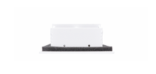 Load image into Gallery viewer, Another side view of a white 8x4 inch 2-slot linear diffuser with 25mm openings for high airflow in commercial HVAC systems
